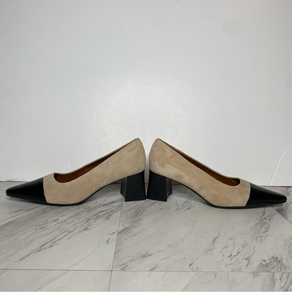 New! Vagabond Altea Beige Suede Black Patent Pointed Toe Pump 10 / 40 - Picture 8 of 15